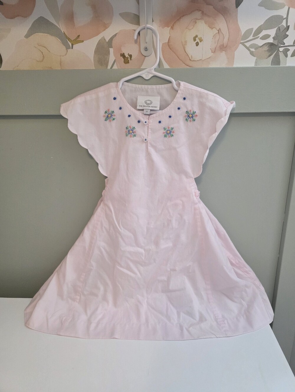 The Proper Peony 4t Marisol Sunburst Vintage Style Pink Scallop Sleeve Dress